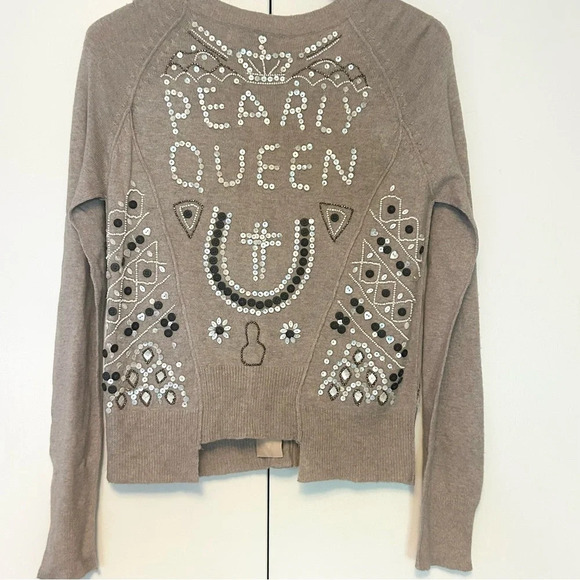 All Saints Taupe Pearly Queen Wool Cotton Cashmere Cardigan Sweater 8 NWT - Picture 1 of 8